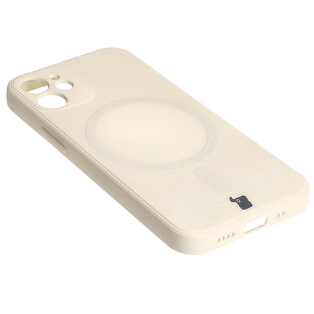 Etui Bizon Case Silicone Magnetic Sq do iPhone 12 Mini, beżowe