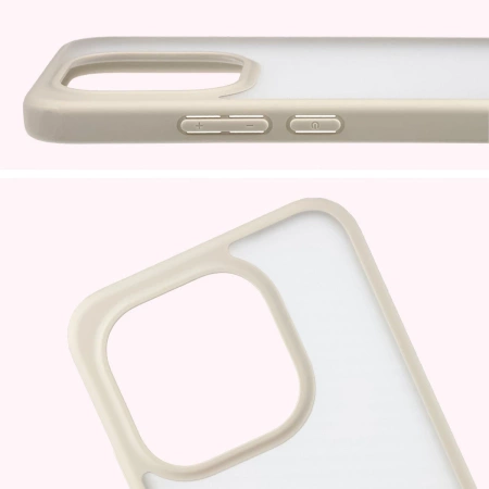 Etui Bizon Case Angelo do Xiaomi 15T, półprzezroczyste z beżową ramką