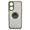 Etui z uchwytem na palec Bizon Case Hybrid Ring do Oppo A78 5G, przydymione z zieloną ramką