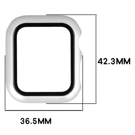 Etui ze szkłem do zegarka Bizon Case Watch Adamo do Apple Watch SE 3 / SE 2 / SE / 6 / 5 / 4 (40 mm), matowe srebrne