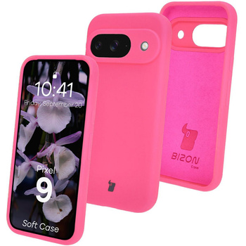 Silikonowe etui Bizon Soft Case do Google Pixel 9, neonowo-różowe