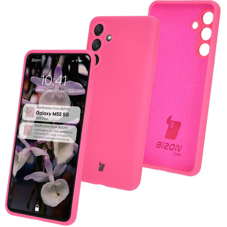 Silikonowe etui Bizon Soft Case do Galaxy M55 5G, neonowo-różowe