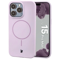 Silikonowe etui z pierścieniem magnetycznym Bizon Soft Case Magnetic do iPhone 15 Pro Max, jasnofioletowe