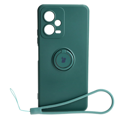 Etui Bizon Case Silicone Ring Sq do Xiaomi Redmi Note 12 5G/Poco X5, ciemnozielone