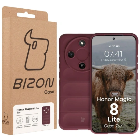 Pancerne etui Bizon Case Tur do Honor Magic8 Lite, burgundowe