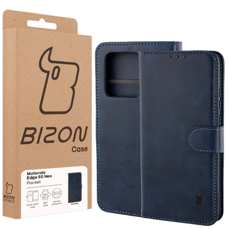 Etui z klapką Bizon Case Pocket do Motorola Edge 50 Neo, granatowe