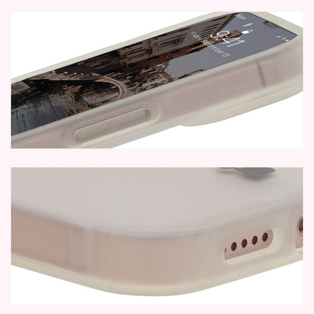 Etui z pierścieniem magnetycznym Bizon Case MatteO do iPhone 14 / Phone 13, półprzezroczyste z przezroczystą ramką