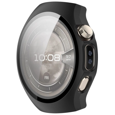 Etui ze szkłem do zegarka Bizon Case+Glass Watch do Huawei Watch 5 46 mm, matowe czarne