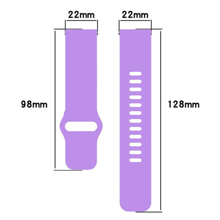 Pasek silikonowy do smartwatcha, Bizon Strap Watch Silicone Pro H, Quick Release 22 mm, fioletowy