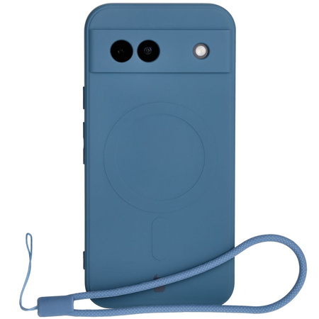Silikonowe etui z pierścieniem magnetycznym Bizon Case Silicone Magnetic Sq do Google Pixel 8a, granatowe