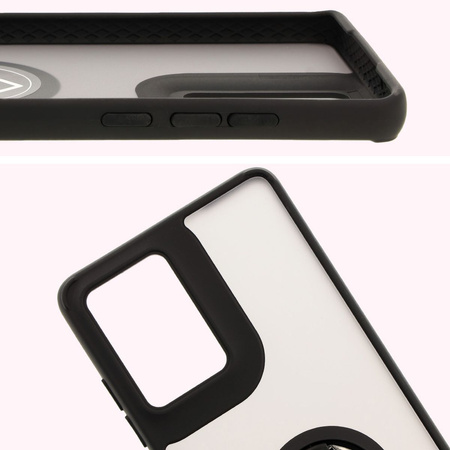 Etui z uchwytem na palec Bizon Case Hybrid Ring do Motorola Moto G85 5G, przydymione z czarną ramką