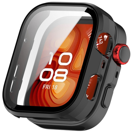 Etui ze szkłem do zegarka Bizon Case Watch Adamo do Huawei Watch Fit 4 Pro, czarne