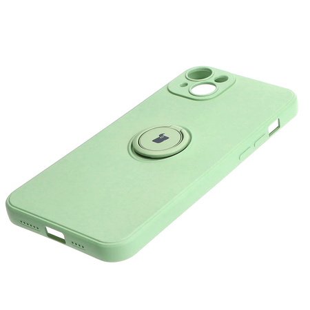 Etui Bizon Case Silicone Ring Sq do iPhone 15 Plus, jasnozielone
