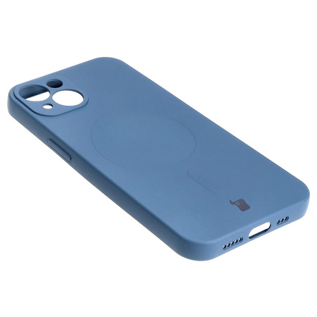 Etui silikonowe z pierścieniem magnetycznym Bizon Case Silicone Magnetic do iPhone 13, granatowe