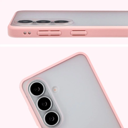 Etui Bizon Case Angelo do Galaxy S26, półprzezroczyste z jasnoróżową ramką