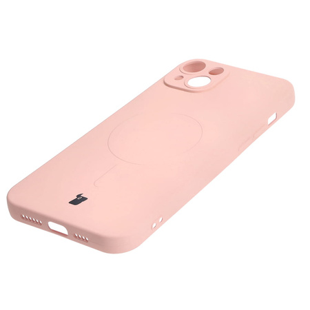 Etui silikonowe z pierścieniem magnetycznym Bizon Case Silicone Magnetic do iPhone 14 Plus, jasnoróżowe