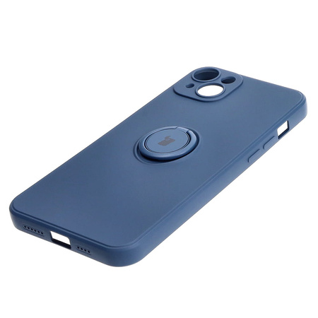 Etui Bizon Case Silicone Ring Sq do Apple iPhone 15 Plus, granatowe