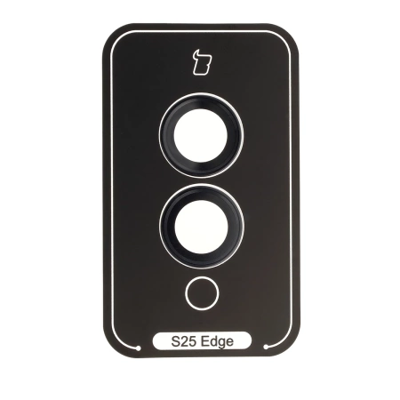 Szkło na aparat z aplikatorem Bizon Glass Snap Lens do Galaxy S25 Edge, 1 zestaw, czarna ramka