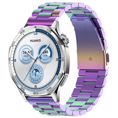 Pasek ze stali nierdzewnej Bizon Strap Watch Aura do Galaxy Watch FE/7/6/6 Classic/5/5 Pro/4/4 Classic, tęczowy