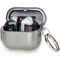Elastyczne etui z karabińczykiem Bizon Case Headphone Clear do Galaxy Buds 3/3 Pro/3 FE przeźroczysto-czarne