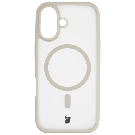 Etui z pierścieniem magnetycznym Bizon Case MatteO do iPhone 17, przydymione-beżowe