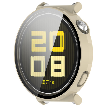 Etui ze szkłem do zegarka Bizon Case Watch Adamo do Huawei Watch GT 5 41 mm, beżowe
