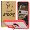 Etui z uchwytem na palec Bizon Case Hybrid Ring do Oppo Reno 12 Pro, przydymione z czerwoną ramką