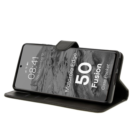 Etui z klapką Bizon Case Pocket do Motorola Edge 50 Fusion, czarne
