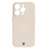 Etui silikonowe z pierścieniem magnetycznym Bizon Case Silicone Magnetic do iPhone 15 Pro, beżowe