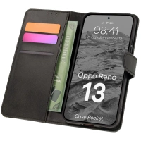 Etui z klapką Bizon Case Pocket do Oppo Reno13, czarne