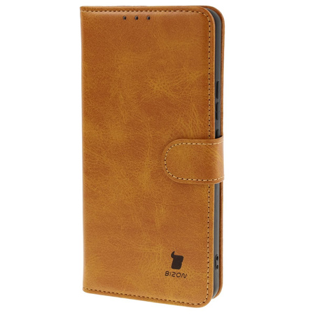 Etui z klapką Bizon Case Pocket do Xiaomi Redmi Note 14 5G / Poco M7 Pro 5G, brązowe