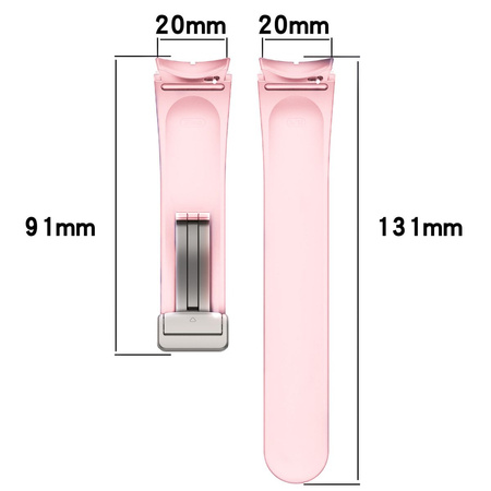 Silikonowy pasek Bizon Strap Watch Silicone L do Galaxy Watch FE/7/6/6 Classic/5/5 Pro/4/4 Classic, jasnoróżowy