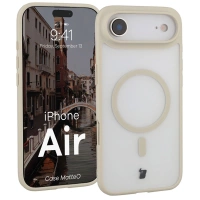Etui z pierścieniem magnetycznym Bizon Case MatteO do iPhone Air, przydymione-beżowe