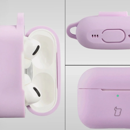 Silikonowe etui z karabińczykiem Bizon Case Headphone Silicone do AirPods 4, jasnozielone