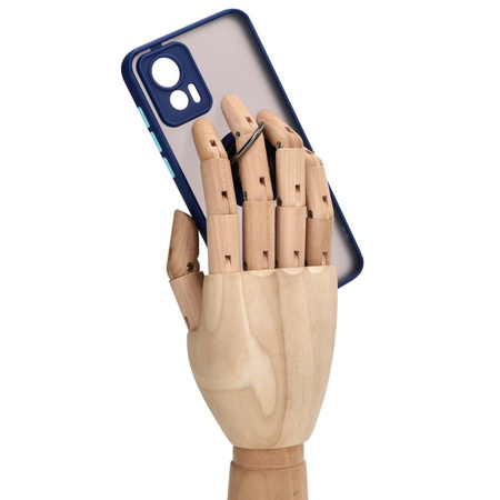 Etui z uchwytem na palec Bizon Case Hybrid Ring do Motorola Edge 30 Neo, przydymione z granatową ramką