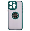 Etui z uchwytem na palec Bizon Case Hybrid Ring do iPhone 15 Pro Max, przydymione z ciemnozieloną ramką