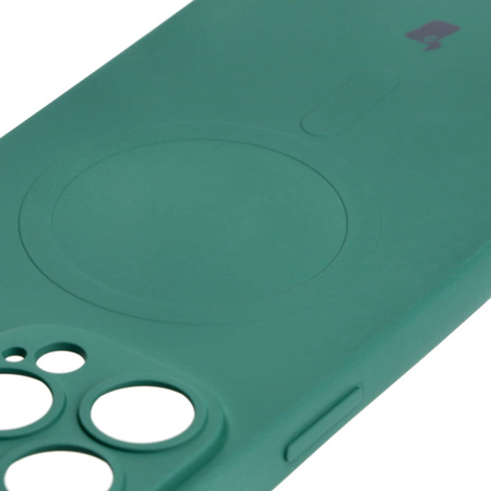 Etui silikonowe z pierścieniem magnetycznym Bizon Case Silicone Magnetic do iPhone 14 Pro Max, ciemnozielone