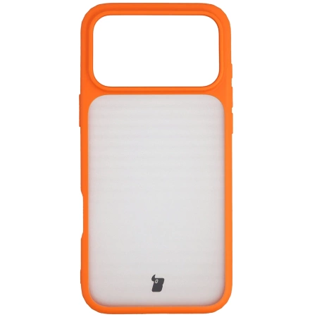 Etui Bizon Case Angelo do iPhone 17 Pro Max, półprzezroczyste z pomarańczową ramką