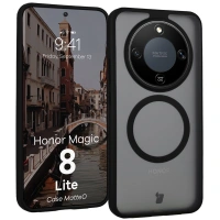 Etui z pierścieniem magnetycznym Bizon Case MatteO do Honor Magic8 Lite, przydymione-czarne