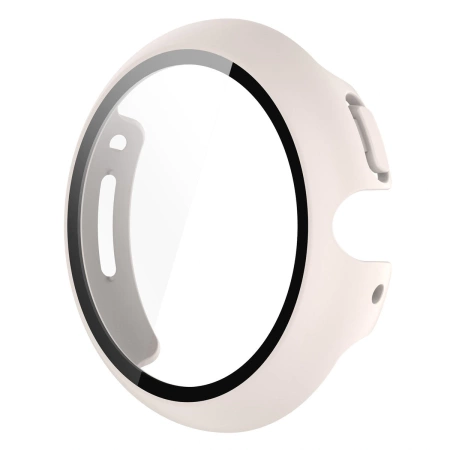 Etui ze szkłem do zegarka Bizon Case Watch Adamo do Google Pixel Watch 4 41 mm, matowe beżowe