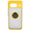 Etui z uchwytem na palec Bizon Case Hybrid Ring do Google Pixel 8, przydymione z żółtą ramką