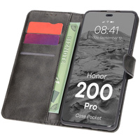 Etui z klapką Bizon Case Pocket do Honor 200 Pro, czarne