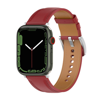 Skórzany pasek Bizon Strap Watch Casual do Apple Watch 44/45/46/49mm, czerwony