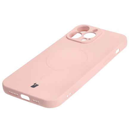 Etui silikonowe z pierścieniem magnetycznym Bizon Case Silicone Magnetic do iPhone 13 Pro Max, jasnoróżowe