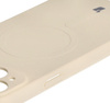 Etui silikonowe z pierścieniem magnetycznym Bizon Case Silicone Magnetic do iPhone 15 Plus, beżowe
