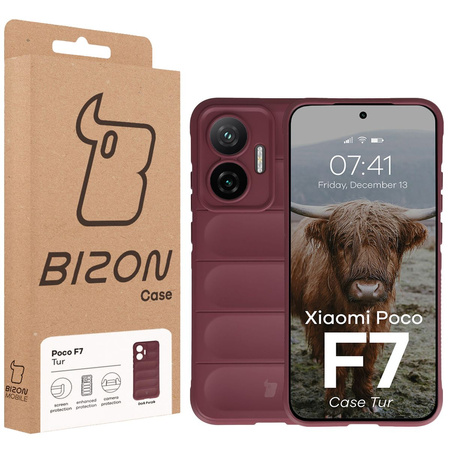 Pancerne etui Bizon Case Tur do Xiaomi POCO F7, burgundowe
