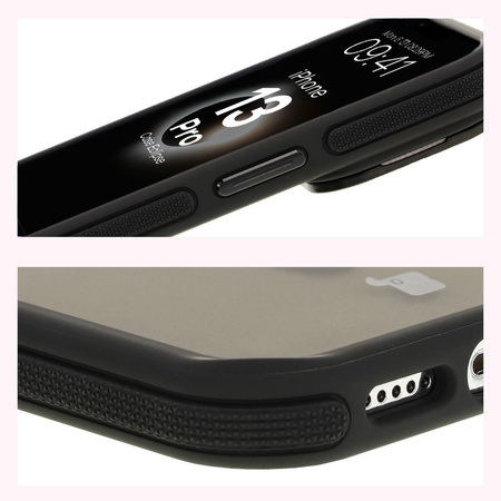 Etui z podstawką i pierścieniem magnetycznym Bizon Case Eclipse do iPhone 13 Pro, przydymione z czarną ramką