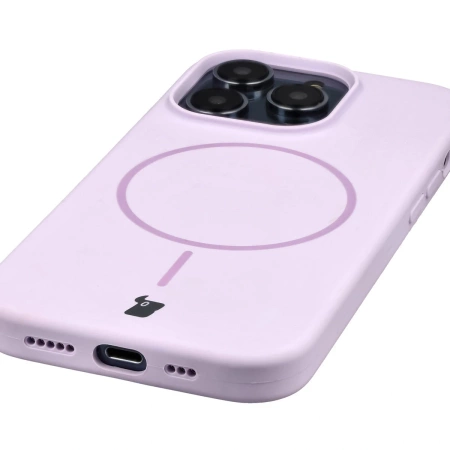 Silikonowe etui z pierścieniem magnetycznym Bizon Soft Case Magnetic do iPhone 14 Pro, jasnofioletowe