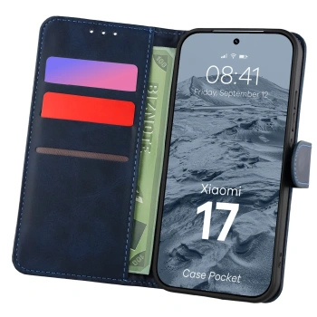 Etui z klapką Bizon Case Pocket do Xiaomi 17, granatowe