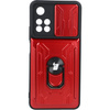 Etui Bizon Case Camshield Card Slot Ring do Xiaomi Redmi Note 11 Pro+ 5G, czerwone